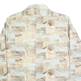 PALERMO Mens Beige & Brown Pattern Shirt L Cotton Blend Long Sleeve