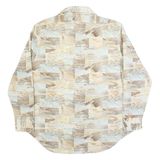 PALERMO Mens Beige & Brown Pattern Shirt L Cotton Blend Long Sleeve