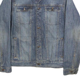 OSH KOSH Boys Blue Denim Cotton Jacket L Button Plain Classic Fit