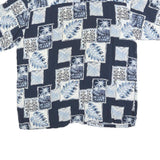 PURITAN Mens Blue & White Pattern Cotton Blend Shirt L Hawaiian Casual