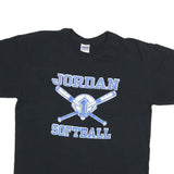 GILDAN Mens Black Jordan Softball Graphic T-Shirt L Short Sleeve Crew Neck
