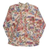 PACIFIC LINE Womens Printed Shirt Long Sleeve Collared M Vintage Pattern Top