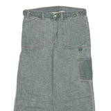 Womens Relaxed Blue Jeans Denim W32 L23 Cargo Patchwork Utility Pockets Zip