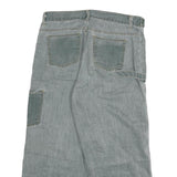 Womens Relaxed Blue Jeans Denim W32 L23 Cargo Patchwork Utility Pockets Zip