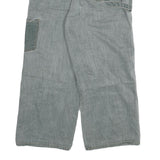 Womens Relaxed Blue Jeans Denim W32 L23 Cargo Patchwork Utility Pockets Zip