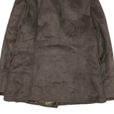 LONDON FOG Mens Brown Leather Jacket M Button Faux Fur Collar Winter