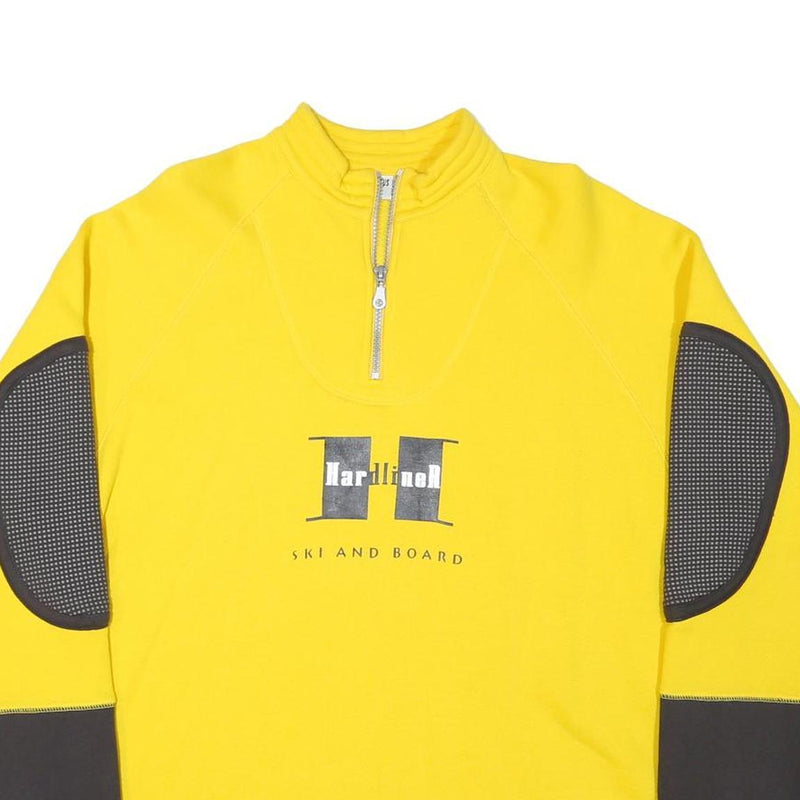 CACTUS Mens Yellow & Charcoal Ski And Board 1/4 Zip Sweatshirt S Pullover Cotton