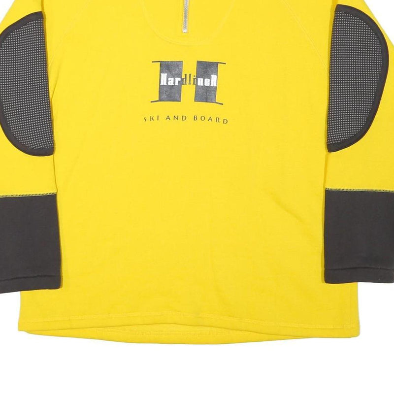 CACTUS Mens Yellow & Charcoal Ski And Board 1/4 Zip Sweatshirt S Pullover Cotton