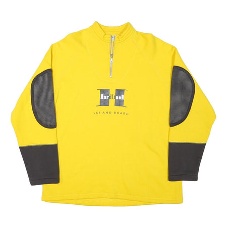 CACTUS Mens Yellow & Charcoal Ski And Board 1/4 Zip Sweatshirt S Pullover Cotton
