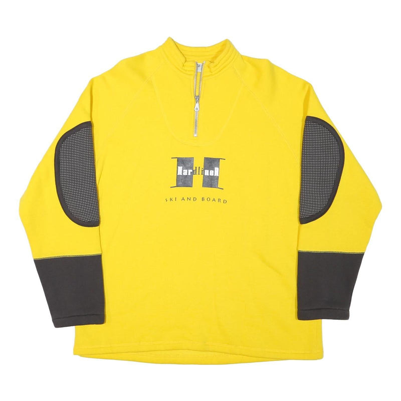CACTUS Mens Yellow & Charcoal Ski And Board 1/4 Zip Sweatshirt S Pullover Cotton