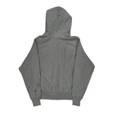 Reverse Weave Champion Spellout Hoodie - Small Gray Cotton
