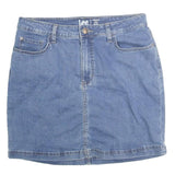 LEE Womens Blue Denim Mini Cotton Skirt M Casual Summer Classic Fit Zip