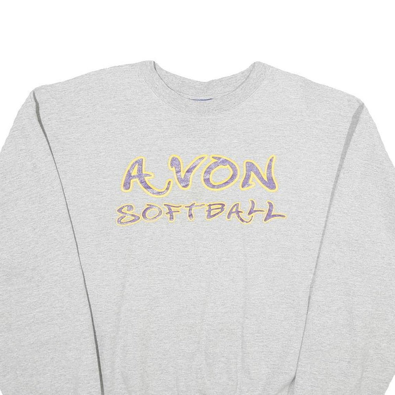 CHAMPION Mens Grey Avon Softball Crew Neck M Cotton Blend Sweatshirt
