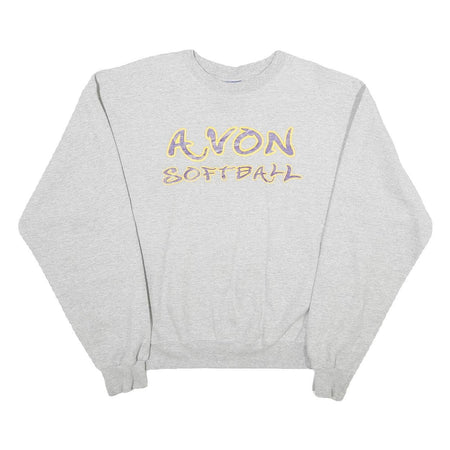 CHAMPION Mens Grey Avon Softball Crew Neck M Cotton Blend Sweatshirt