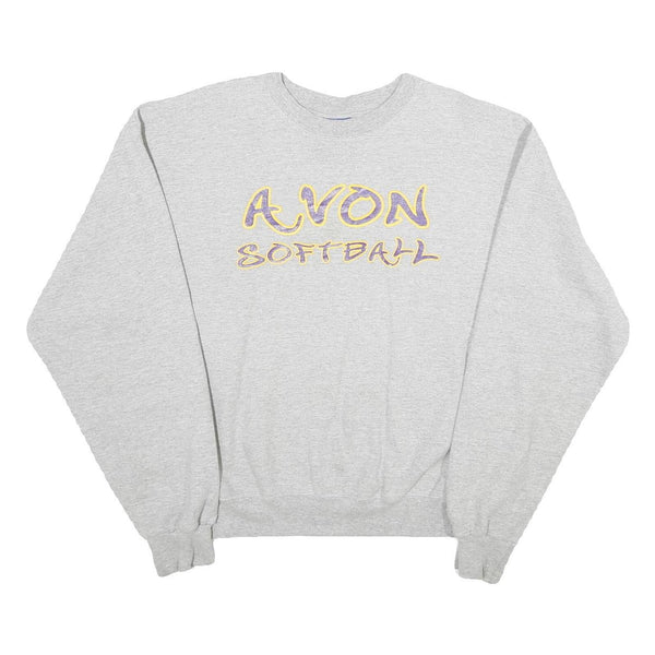 CHAMPION Mens Grey Avon Softball Crew Neck M Cotton Blend Sweatshirt