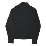 TOMMY HILFIGER Mens Black Heavy Knit Zip Up Jumper Crew Neck XL Cotton Blend