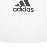 ADIDAS Mens White & Black Logo Modern T-Shirt L Long Sleeve Crew Neck Cotton