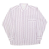 MASSIMO DATTI Mens White & Lilac Striped Shirt M Classic Fit Casual Style