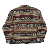 Womens Brown & Burgundy Button Cotton Blend Patterned Jacket L Casual Outerwear