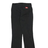 DICKIES Womens Black Cotton Slim Flared Trousers W25 L31 Classic Workwear