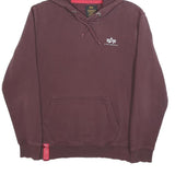ALPHA INDUSTRIES Mens Maroon Hoodie S Cotton Blend Casual Pullover Style