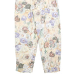 Womens Relaxed Fit Cream Floral Cotton Blend Trousers W28 L28 Summer Casual