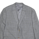 LAUREN RALPH LAUREN Mens Grey Silk Blend Button Jacket L Woven Checked Pattern