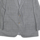 LAUREN RALPH LAUREN Mens Grey Silk Blend Button Jacket L Woven Checked Pattern