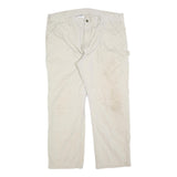 CARHARTT Mens Cotton Blend Beige Regular Straight Trousers W40 L30 Workwear Zip
