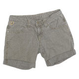 LOIS Womens Shorts Grey Casual M W30 Cotton Blend Check Pattern Rolled Hem