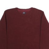 LEE Womens Maroon Plain Crew Neck Polyester Jumper L Casual Basic Knit
