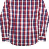 TOMMY HILFIGER Mens Red Blue White Check Shirt S Casual Smart Long Sleeve Cotton
