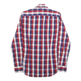 TOMMY HILFIGER Mens Red Blue White Check Shirt S Casual Smart Long Sleeve Cotton