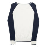 GIORGIO DI MARE Womens White & Navy Patterned Crew Neck Jumper L Cable Knit