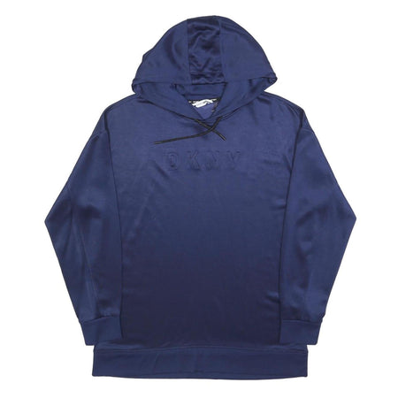 DKNY Mens Blue Pullover Hoodie M Embroidered Logo Polyester Casual Wear