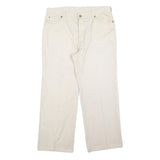 EL PASO Womens Cotton Blend Cream Relaxed Straight Trousers W33 L27 Comfortable