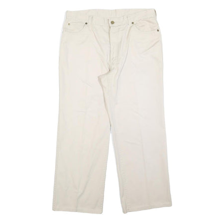 EL PASO Womens Cotton Blend Cream Relaxed Straight Trousers W33 L27 Comfortable