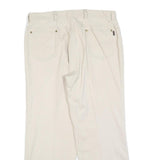 EL PASO Womens Cotton Blend Cream Relaxed Straight Trousers W33 L27 Comfortable