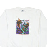 DOLPHIN Womens White Sweatshirt Crew Neck M Otters Graphic Print Cotton Blend