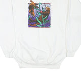 DOLPHIN Womens White Sweatshirt Crew Neck M Otters Graphic Print Cotton Blend