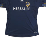 ADIDAS Mens Blue & Yellow LA Galaxy Football Shirt L Short Sleeve Crew Neck