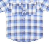 COLUMBIA Mens Blue & White Check Short Sleeve Shirt S Outdoor Casual Summer