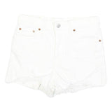 LEVI'S Womens White Denim Casual Shorts XS W26 Distressed Hem Summer Style
