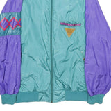 LOIS GARNEAU Mens Teal & Purple Retro Nylon Zip Jacket L Lightweight Vintage