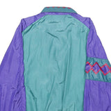 LOIS GARNEAU Mens Teal & Purple Retro Nylon Zip Jacket L Lightweight Vintage