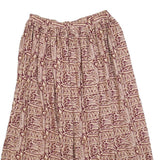 PASSPORTS Womens Beige & Maroon Printed Midi Viscose Skirt L Elasticated Waist