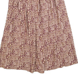 PASSPORTS Womens Beige & Maroon Printed Midi Viscose Skirt L Elasticated Waist
