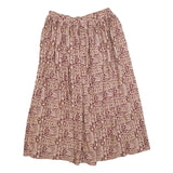 PASSPORTS Womens Beige & Maroon Printed Midi Viscose Skirt L Elasticated Waist