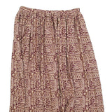 PASSPORTS Womens Beige & Maroon Printed Midi Viscose Skirt L Elasticated Waist