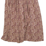 PASSPORTS Womens Beige & Maroon Printed Midi Viscose Skirt L Elasticated Waist